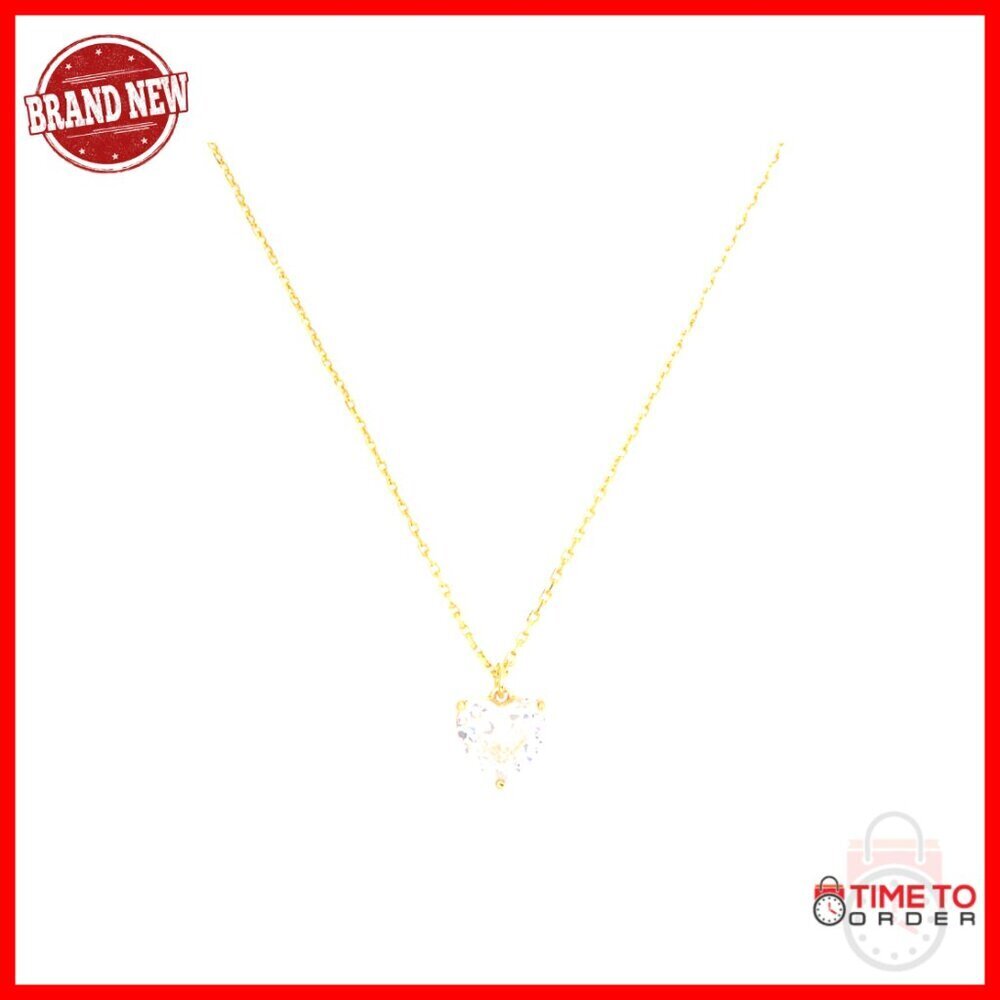 Heart Pendant Necklace, 16" Chain with Lobster Clasp, Cubic Zirconia